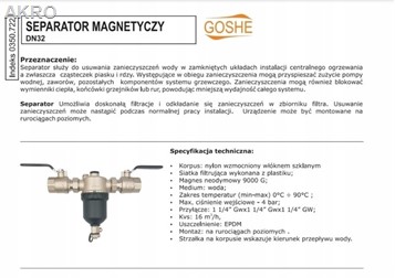 Separator magnetyczny GOSHE 1 1/4", 5/4” ,DN32
